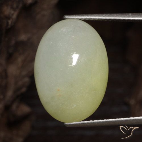 14.11ct Natural Verde-amarillo grisáceo Jadeíta, Ovalada, Translúcido