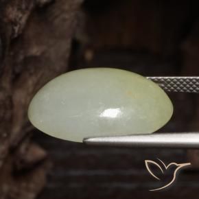 Jadeíta Verde-amarillo grisáceo natural de 14.11 ct, Ovalada, Translúcido
