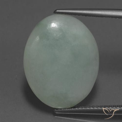 13.75ct Natural Verde gris musgoso Jadeíta, Ovalada, Translúcido