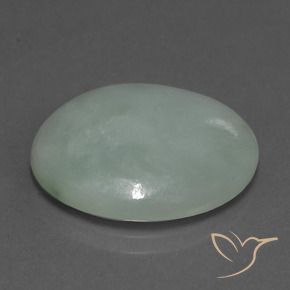 Jadeíta Verde gris musgoso natural de 13.75 ct, Ovalada, Translúcido