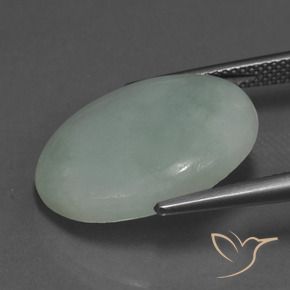 Jadeíta Verde gris musgoso natural de 13.75 ct, Ovalada, Translúcido
