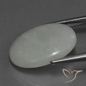 Jadeíta Verde grisáceo natural de 10.86 ct, Ovalada, Translúcido