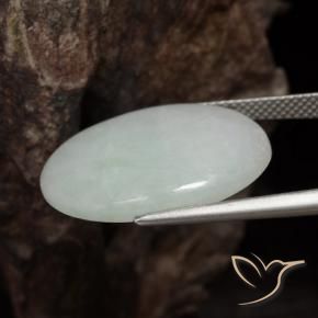 Jadeíta Verde grisáceo natural de 16.93 ct, Ovalada, Translúcido