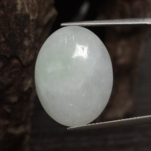 Jadeíta blanco natural de 16,87 ct, corte óvalo, translúcido