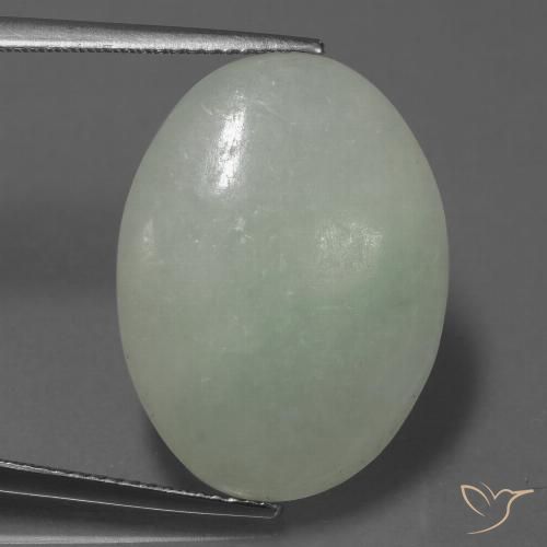 Jadeíta Verde gris natural de 20.36 ct, Ovalada, Translúcido