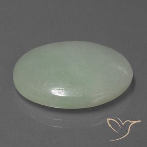 Jadeíta Verde gris natural de 20.36 ct, Ovalada, Translúcido