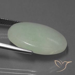 Jadeíta Verde gris natural de 20.36 ct, Ovalada, Translúcido