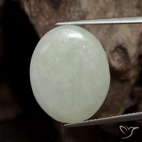 16.46ct Natural Verde grisáceo Jadeíta, Ovalada, Translúcido
