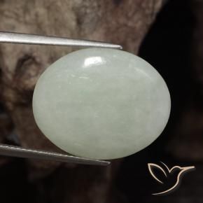Jadeíta Verde grisáceo natural de 16.46 ct, Ovalada, Translúcido