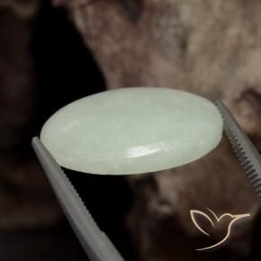 Jadeíta Verde grisáceo natural de 16.46 ct, Ovalada, Translúcido