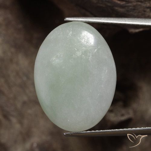 18.35ct Natural Verde grisáceo Jadeíta, Ovalada, Translúcido