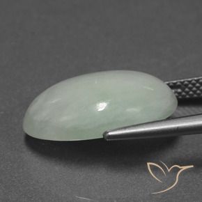 Jadeíta Blanco verde natural de 10.28 ct, Ovalada, Translúcido