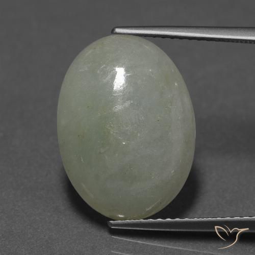 Jadeíta Verde gris natural de 10.09 ct, Ovalada, Translúcido