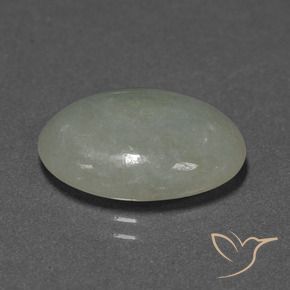 Jadeíta Verde gris natural de 10.09 ct, Ovalada, Translúcido