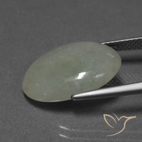 Jadeíta Verde gris natural de 10.09 ct, Ovalada, Translúcido
