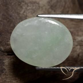 Jadeíta Verde gris natural de 8.20 ct, Ovalada, Translúcido