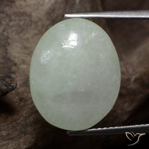 8.80ct Natural Verde grisáceo Jadeíta, Ovalada, Translúcido