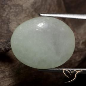 Jadeíta Verde grisáceo natural de 8.80 ct, Ovalada, Translúcido