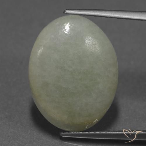 9.18ct Natural Verde gris Jadeíta, Ovalada, Translúcido