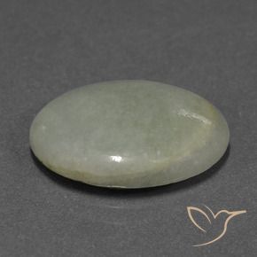 Jadeíta Verde gris natural de 9.18 ct, Ovalada, Translúcido