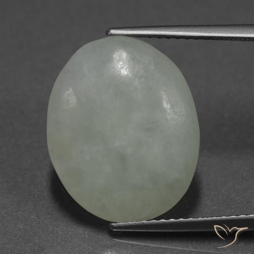 9.66ct Natural Verde grisáceo Jadeíta, Ovalada, Translúcido