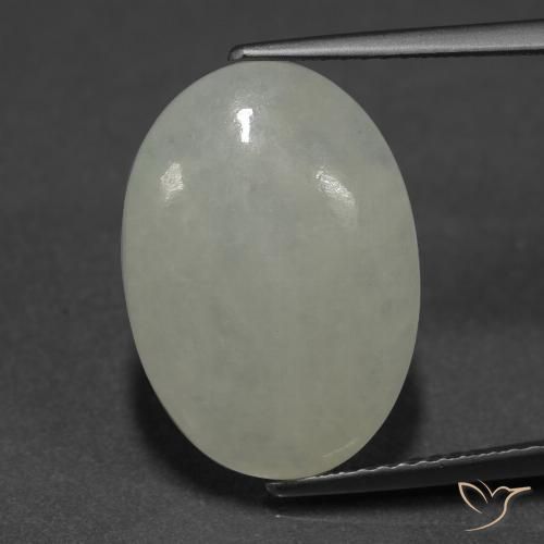 9.03ct Natural Verde grisáceo Jadeíta, Ovalada, Translúcido