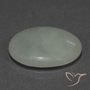 Jadeíta Verde grisáceo natural de 9.44 ct, Ovalada, Translúcido