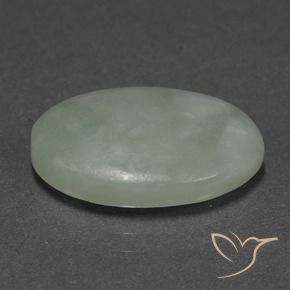 Jadeíta Verde gris natural de 9.94 ct, Ovalada, Translúcido