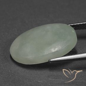Jadeíta Verde gris natural de 9.94 ct, Ovalada, Translúcido