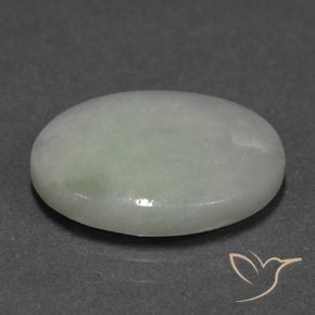 Jadeíta Verde gris natural de 9.24 ct, Ovalada, Translúcido