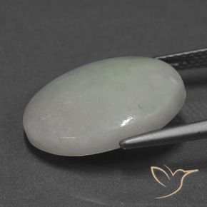 Jadeíta Verde gris natural de 9.24 ct, Ovalada, Translúcido