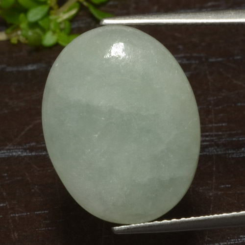 Jadeíta verde musgo pálido natural de 8,52 ct, corte óvalo, translúcido