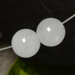 Gemas de jadeíta blanco natural de 13,23 ct, esfera / bola, translúcido