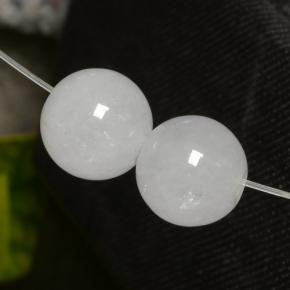 Gemas de jadeíta blanco natural de 13,23 ct, esfera / bola, translúcido