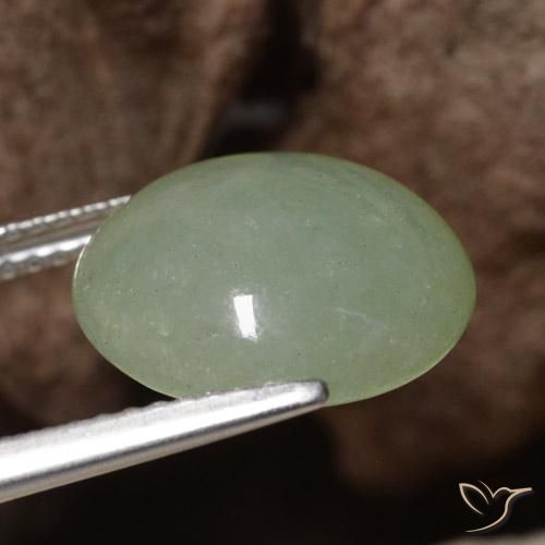 Jadeíta Verde musgo grisáceo natural de 7.56 ct, Redondo, Translúcido