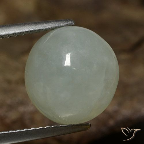 7.41ct Natural Verde gris Jadeíta, Ovalada, Translúcido