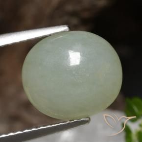 Jadeíta Verde claro natural de 4.89 ct, Ovalada, Translúcido