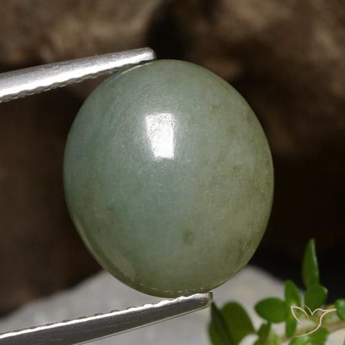 5.81ct Natural Verde medio Jadeíta, Ovalada, Translúcido