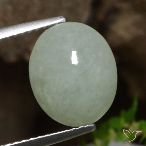 4.87ct Natural Verde gris Jadeíta, Ovalada, Translúcido