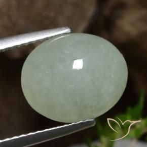 Jadeíta Verde gris natural de 4.87 ct, Ovalada, Translúcido