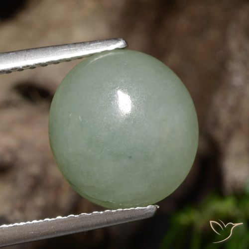 5.39ct Natural Verde gris Jadeíta, Ovalada, Translúcido