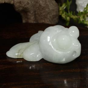 Jadeíta blanco natural de 39,59 ct, forma elegante, translúcido