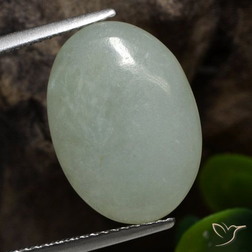 7.34ct Natural Verde grisáceo Jadeíta, Ovalada, Translúcido
