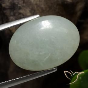 Jadeíta Verde grisáceo natural de 7.34 ct, Ovalada, Translúcido