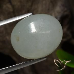 Jadeíta Verde gris natural de 8.05 ct, Ovalada, Translúcido