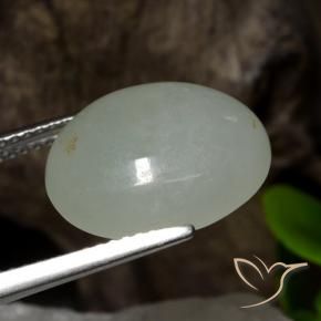 Jadeíta Verde gris natural de 8.05 ct, Ovalada, Translúcido