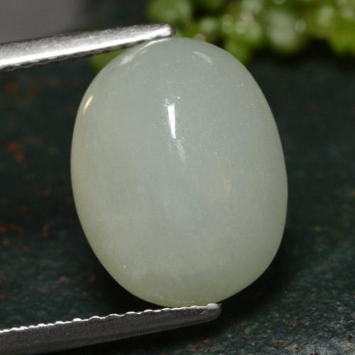 Jadeíta blanco natural de 7,11 ct, corte óvalo, translúcido