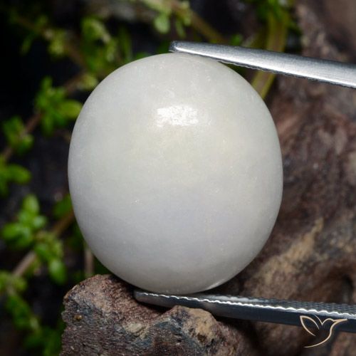 21.02ct Natural Blanco grisáceo Jadeíta, Ovalada, Translúcido