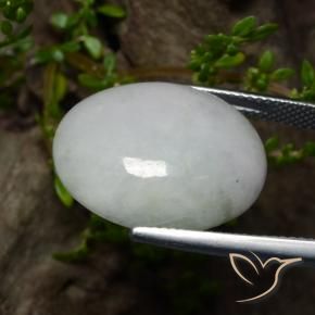 Jadeíta Blanco grisáceo natural de 22.14 ct, Ovalada, Translúcido
