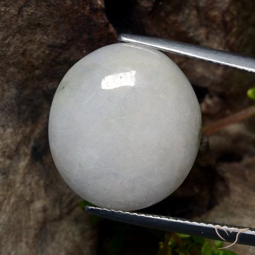 Jadeíta Blanco grisáceo natural de 21.22 ct, Corte Óvalo, Translúcido